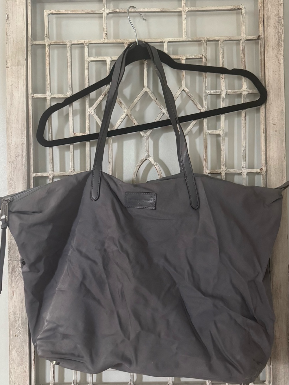 Rebecca Minkoff Gray Nylon Tote with Leather Logo Patch